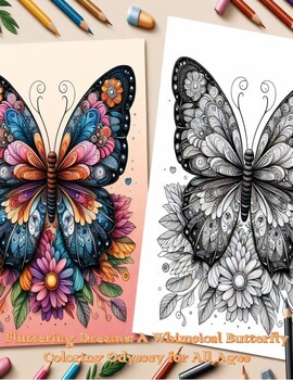 Preview of Fluttering Dreams: A Whimsical Butterfly Coloring Odyssey for All Ages