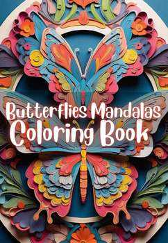 Preview of Fluttering Whimsy: Butterflies Mandala Coloring Book – 50 Pages