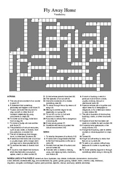 Fly Away Home (1996) Vocabulary Crossword Puzzle by M Walsh TpT