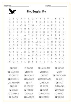 Fly Eagle Fly: An African Tale Word Search by MsZzz Teach TPT