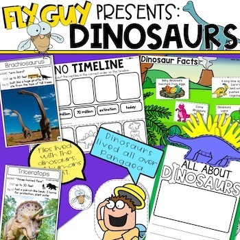 Preview of Fly Guy Dinosaurs Informational Lesson - Nonfiction Text Features, Comprehension
