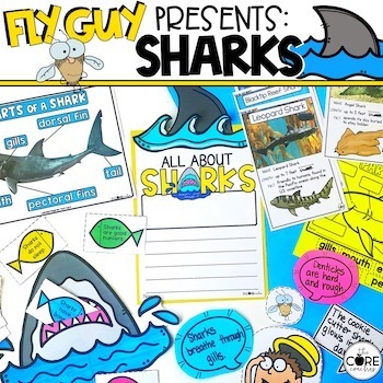 Preview of Fly Guy Sharks Informational Lessons - Nonfiction Text Features, Comprehension