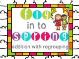 Spring Addition With Regrouping Task Cards