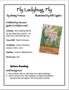 Preview of Fly Ladybug, Fly by Betsey Franco guided reading work-teacher led