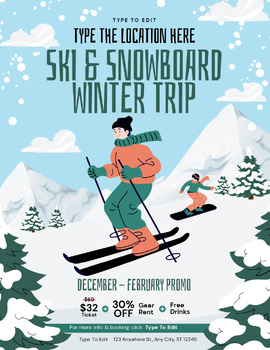 Preview of Winter Ski Market Festival (4) Flyers Fully Customize your Flyer Ready to Edit!
