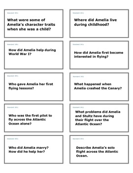Preview of Flying Ace The Story of Amelia Earhart CCSS response questions