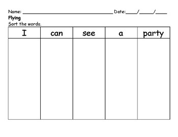 Preview of Flying (Green Kit Lesson 11) - Sort the Words by Font Worksheet