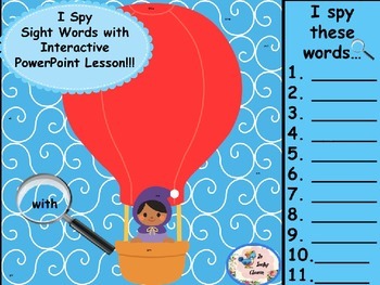 Preview of Flying High - I Spy Sight Words-  Interactive PowerPoint Lesson