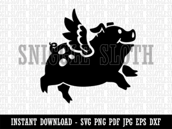 flying pig clipart black and white