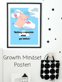 Preview of Flying Pigs (When Pigs Fly) Growth Mindset POSTER Classroom Impossible