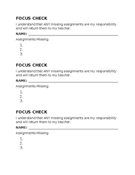 Preview of Focus Check Slips