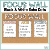 Focus Wall | Black & White Boho Dots Focus Wall Bulletin Board