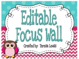 Focus Wall Customizable Turquoise and Pink Owl Theme