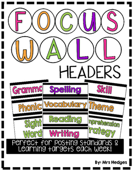 Word Wall Headers: Black and White Brights