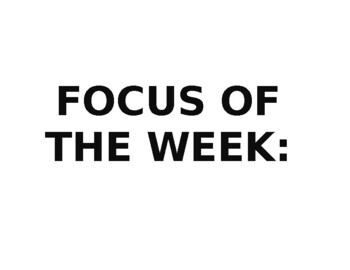 Preview of Focus of the week