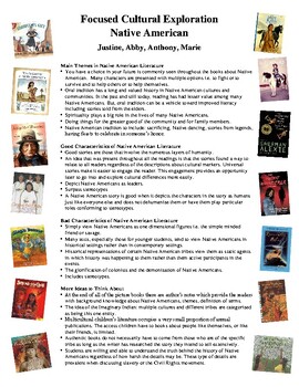 Preview of Focused Cultural Exploration Handout - Native American Books