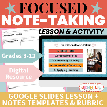 Preview of Note-Taking Lesson/Templates/Graphic Organizers, High School Study Skills Lesson