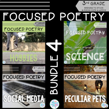 Preview of Focused Poetry 3rd Grade BUNDLE: Hobbies, Science, Social Media, & Peculiar Pets