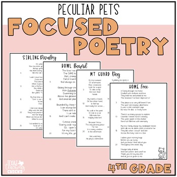 Preview of Focused Poetry 4th Grade: Peculiar Pets