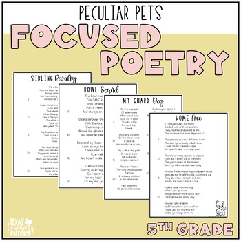 Preview of Focused Poetry 5th Grade: Peculiar Pets