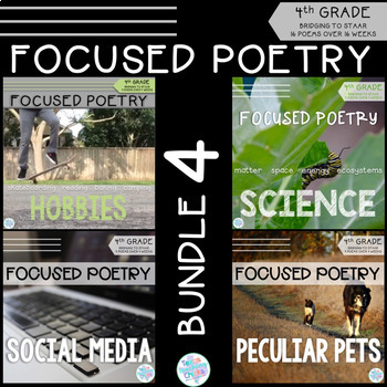 Preview of Focused Poetry 4th Grade BUNDLE: Hobbies, Science, Social Media, & Peculiar Pets