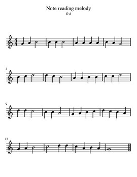 Focused note reading worksheet G-d treble clef by Pentatonic Sakura