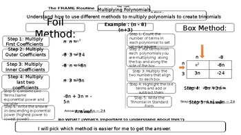 Preview of Foil/Box Methods FRAME Graphic Organizer