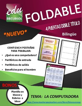 Preview of Foldable libreta interactiva: La computadora con RUBRICA  /Interactive notebook