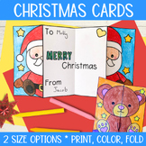 Foldable Christmas cards to color and write - Santa, elf, 