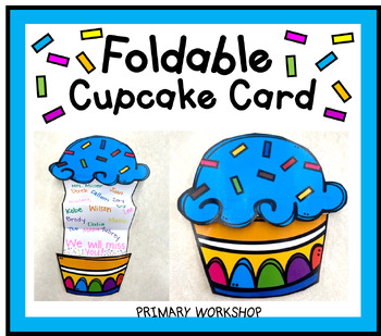 Preview of Foldable Cupcake Card - Classroom Birthday Craftivity FREEBIE #4