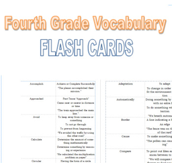 Preview of Foldable Flash Cards: 4th grade vocab