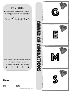 Preview of Foldable Note-Taking Guide Order of Operations GEMS (Includes Accessible Font!)