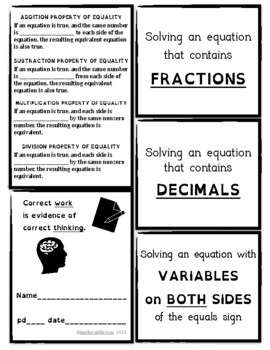 Preview of Foldable Note-Taking Guide Solving Equations (Includes Accessible Fonts!)