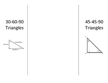 Preview of Foldable Notes for Special Right Triangles
