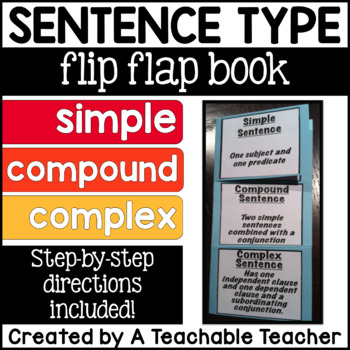 Preview of Simple, Compound, and Complex Sentence Flip Flap Book
