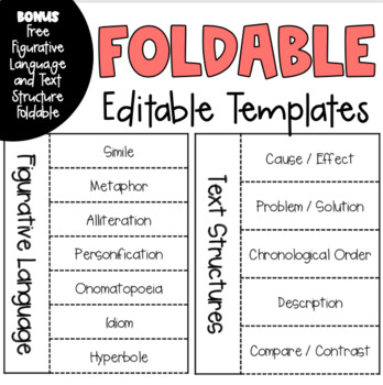 Foldable Template Editable By Heavens To Betsey Tpt
