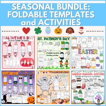 Preview of Foldable writing templates bundle- holidays- Christmas, Thanksgiving, Easter...