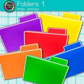 Rainbow Folder Clip Art {Back to School Supplies for Classroom Resources} 1