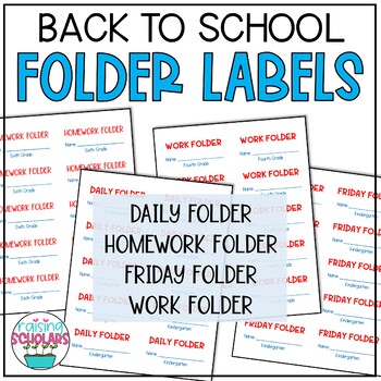 Preview of Folder Labels FREEBIE for Work Homework Daily Friday Folders