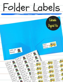 Preview of Folder Labels - Left at Home, Right Back to School