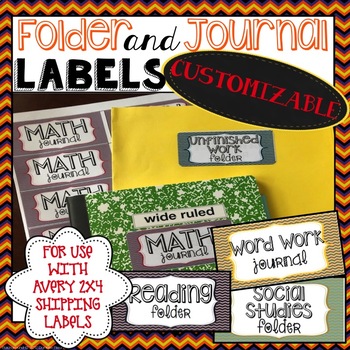 Preview of Folder and Journal Labels 2x4 - Chevron (Multi-Color)