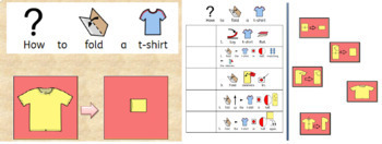 Preview of Folding and hanging clothes - Visual step by step 7 worksheets and 7 powerpoints