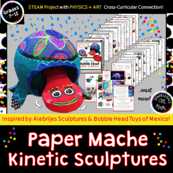 Preview of 3-D Art Paper Mache Bobble Head Kinetic Sculptures! Folk Art Style of Mexico!