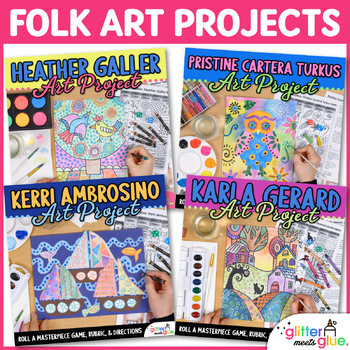 Preview of Folk Art Projects: Elementary Art Sub Plans, Roll a Dice Games, & Artist Study