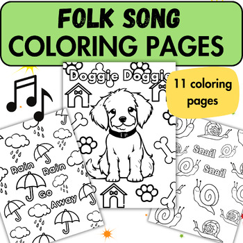 Preview of Folk Song Coloring Pages l Music Coloring Sheets for Lower Elementary