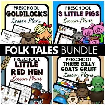 Preview of Folk Tale Theme Preschool Lesson Plan BUNDLE