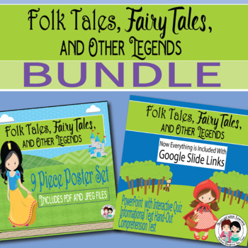 Preview of Folk Tales, Fairy Tales, and Other Legends Genre Google Slides & Posters BUNDLE