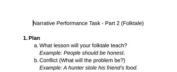 Preview of Folktale Narrative Performance Task