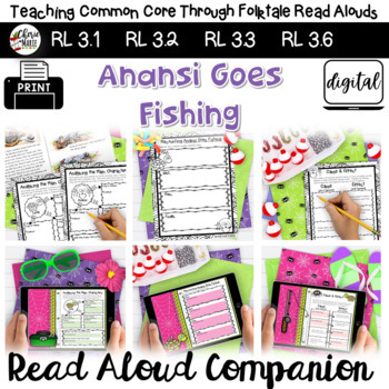 Preview of Folktales: Anansi Goes Fishing 3rd Grade RL3.2 RL3.3 RL3.6 Print & Digital