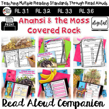 Preview of Folktales Anansi & the Moss Covered Rock Activities 3rd Grade RL3.2 3.3 3.6